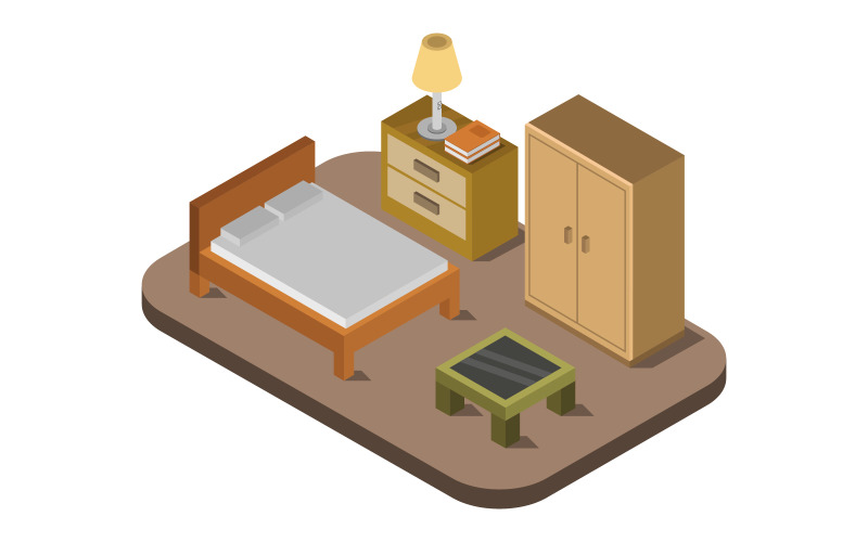 Download Vector "Isometric Bedroom - Vector Image" / Isometric Bedroom - Vector Image - Vector на тему графика bedroom,isometric,modern,interior,residential,home,architecture,vector,house,wall,illustration,floor,design,white,inside,bed,zero,net,family,garden