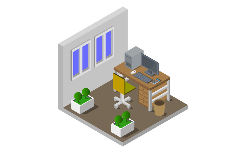 Download Vector "Isometric Office Room - Vector Image" / Isometric Office Room - Vector Image - Vector на тему графика illustration,room,chair,business,table,design,modern,interior,desk,background,isometric,3d,office,computer,work,isometry,graphic,vector,flat,isolated