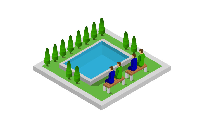 Download Vector "Isometric Pool On A White Background - Vector Image" / Isometric Pool On A White Background - Vector Image - Vector на тему графика fun,illustration,vector,vacation,design,flat,concept,party,water,pool,isometric,resort,holiday,template,background,sport,family,aquatic,attraction,icons