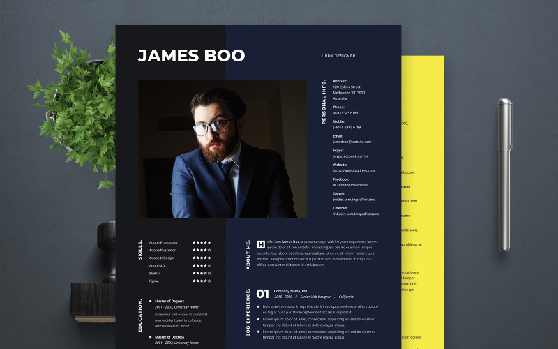 James Boo | Modelo de currículo do UI / UX Designer