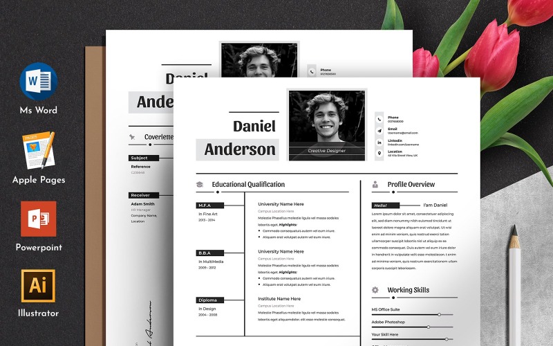 Modelo de Currículo Cv Limpo e Profissional Formato Word Apple Pages