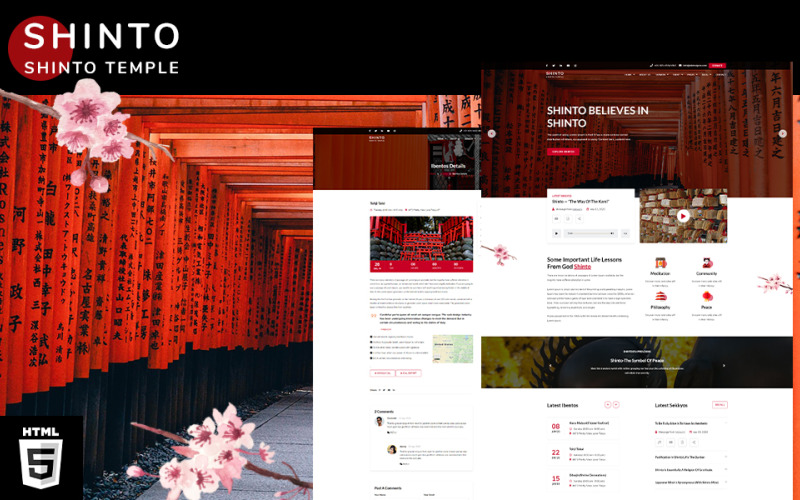 Shinto | Modèle de site Web HTML5 du temple de la religion kami