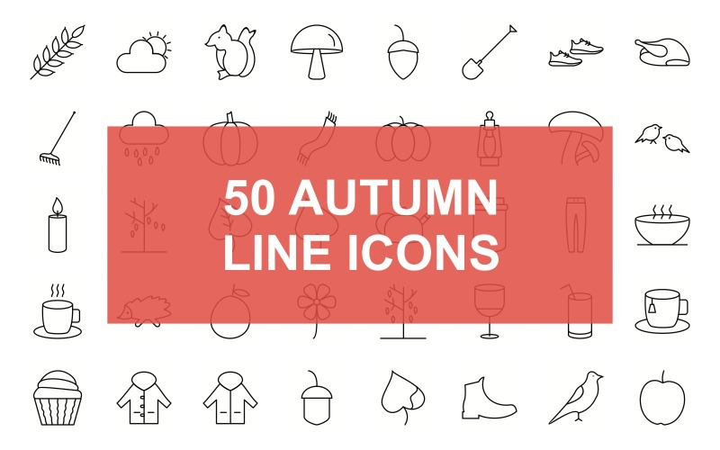Download Набор иконок "Autumn Line Black Icon Set" / Autumn Line Black Icon Set - Набор иконок на тему графика wheat,warm,scarf,trousers,jacket,vegetable,basket,umbrella,tree,sweater,sun,cloud,squirrel,mushroom,acorn,shovel,shoes,roasted,rake,rain