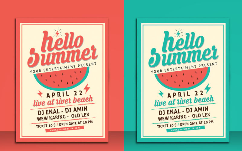 Bonjour Summer Party Flyer - Modèle d'identité d'entreprise