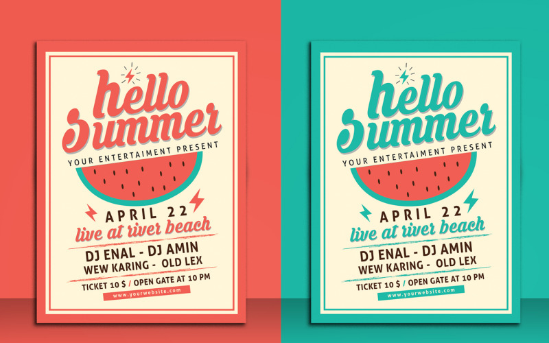 Hello Summer Party Flyer - Modelo de identidade corporativa