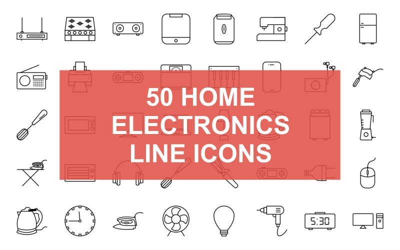 Download Набор иконок "Home Electronic Line Black Icon Set" / Home Electronic Line Black Icon Set - Набор иконок на тему графика wifi,router,weighing,machine,washing,wall,clock,vacuum,cleaner,toaster,television,telephone,set,table,lamp,stove,speaker,smart,device,shaving