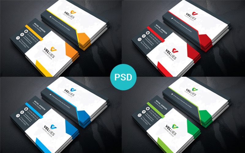 Download Фирменный стиль "Michel Business Card - Corporate Identity Template" / Michel Business Card - Corporate Identity Template - Фирменный стиль на тему графика black,blue,brand,business,card,clean,cmyk,color,company,corporate,creative,design,designer,green,horizontal,modern,personal,print,ready,professional