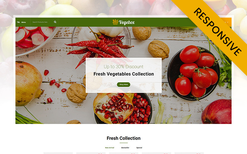Vegebox - Plantilla responsiva OpenCart para tienda de verduras frescas