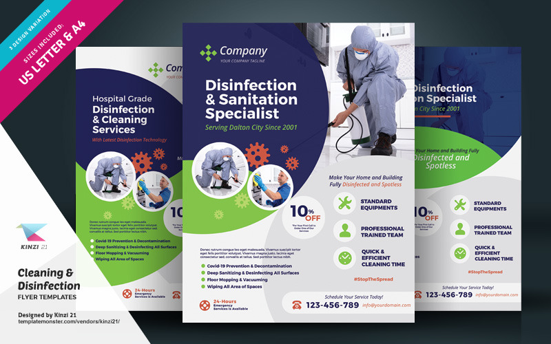 Flyer zu Reinigungs- und Desinfektionsdiensten - Vorlage für Corporate Identity