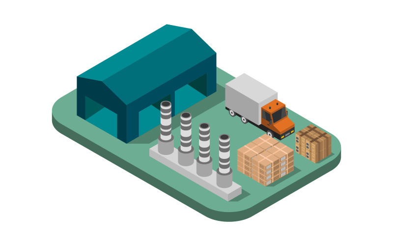 Industrie isométrique sur fond blanc - Image vectorielle