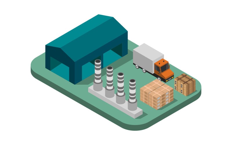 Isometric Industry On A White Background - Vector Image