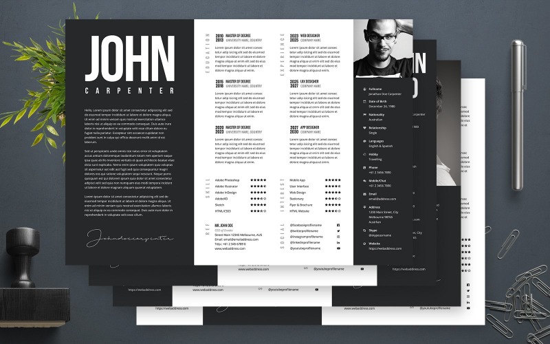 John Carpenter | Professionele en schone CV-sjabloon