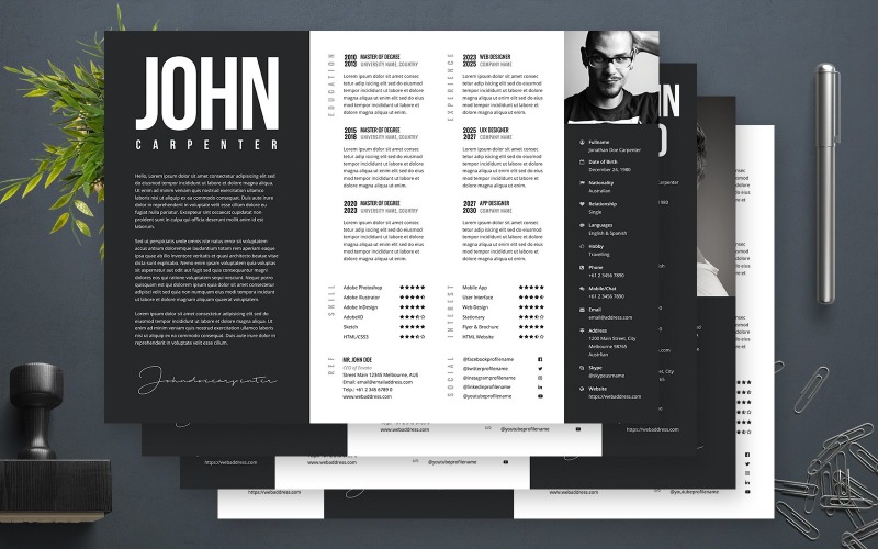 Download Резюме "John Carpenter | Professional and Clean Resume Template" / John Carpenter | Professional and Clean Resume Template - Резюме на тему графика professional,resume,cv,clean,business,corporate,documents,paper,curriculum,vitae,job,works,fresh,graduate
