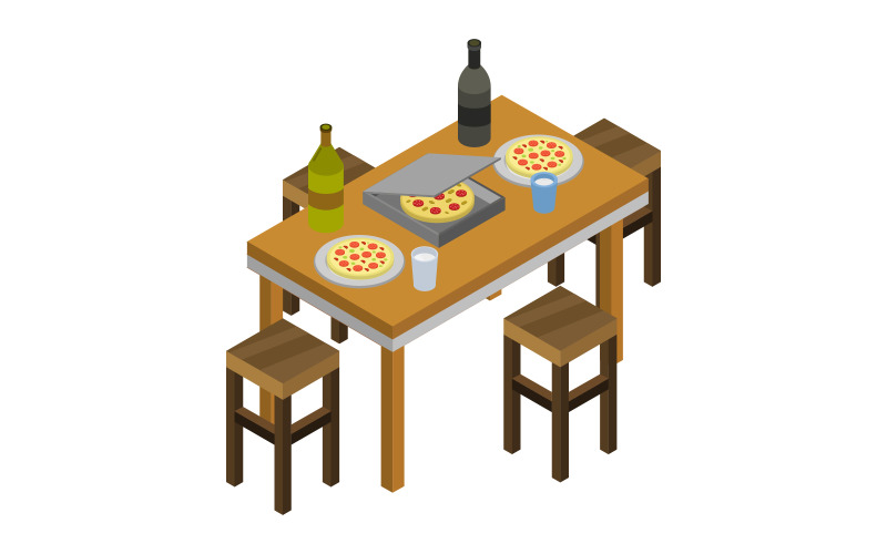 Mesa de cocina isométrica - imagen vectorial
