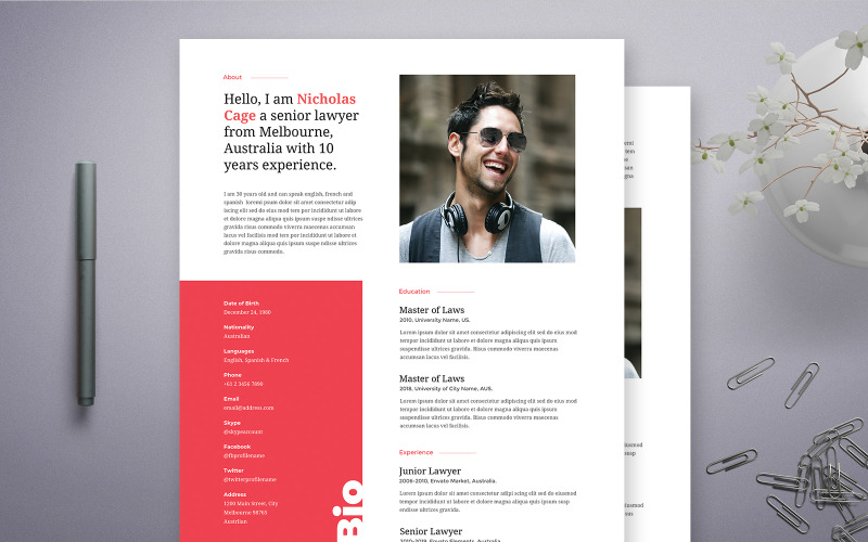 Download Резюме "Nicholas Cage | Senior Lawyer Professional and Clead Resume Template" / Nicholas Cage | Senior Lawyer Professional and Clead Resume Template - Резюме на тему графика professional,resume,cv,clean,business,corporate,documents,paper,curriculum,vitae,job,works,fresh,graduate
