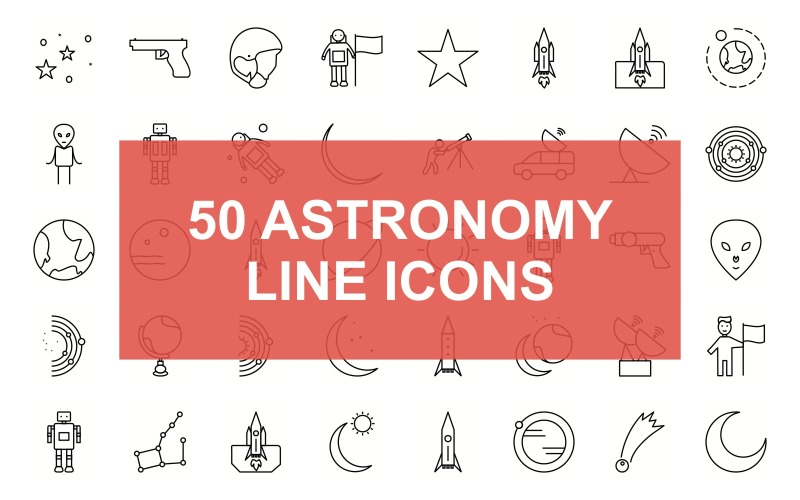 Astronomie lijn zwarte pictogramserie