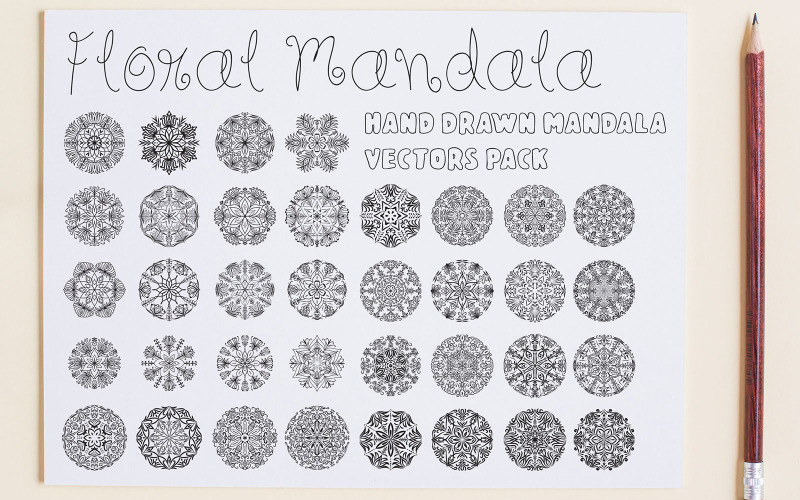 Download Иллюстрация "Hand Drawn Floral Mandala Vector Pack - Illustration" / Hand Drawn Floral Mandala Vector Pack - Illustration - Иллюстрация на тему графика floral,mandala,svg,vector,decorative,illustrations,handdrawn,handmade,design,elements,printing,coloring,ornaments