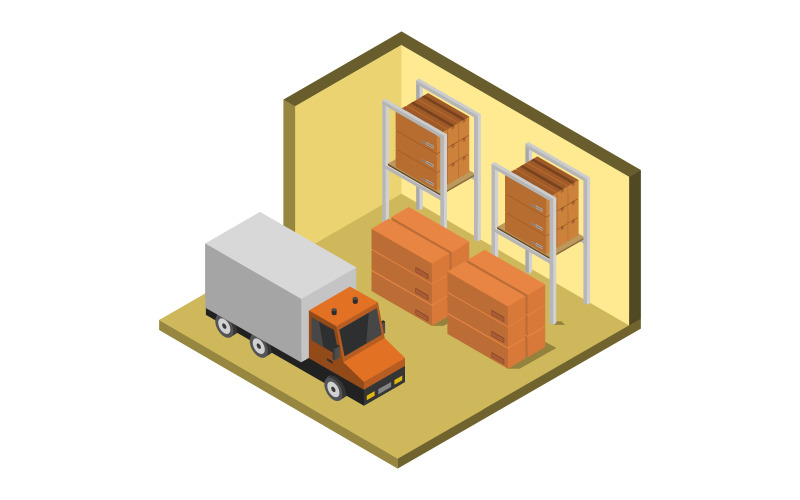 Download Vector "Isometric Warehouse - Vector Image" / Isometric Warehouse - Vector Image - Vector на тему графика background,transportation,warehouse,isometric,package,vector,white,box,carton,packaging,cardboard,design,concept,brown,parcel,shipping,illustration,industrial,loading,transport