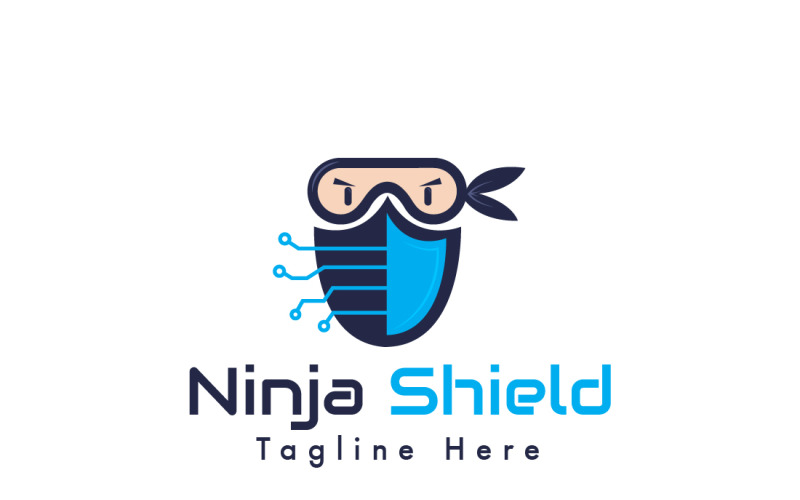 Modello di logo dello scudo di Ninja