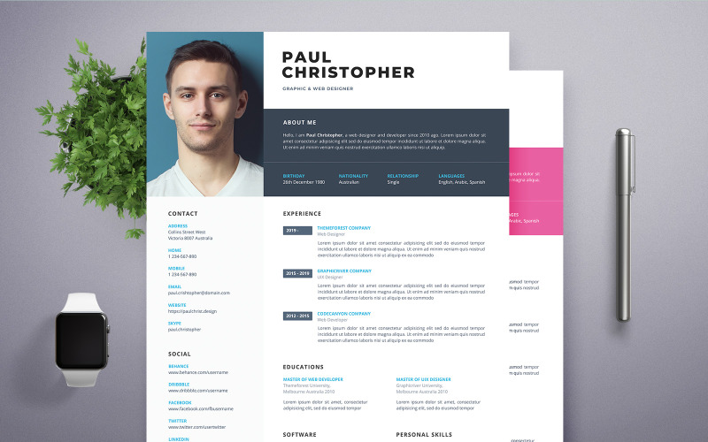 Paul Christopher | Modèle de CV professionnel de graphiste et de concepteur Web