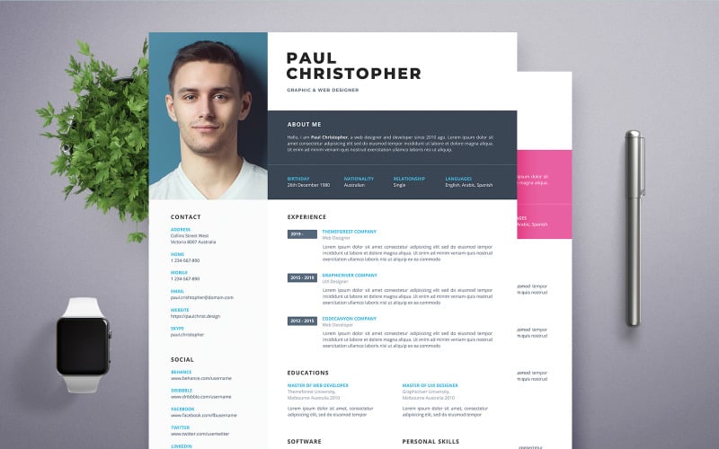 Paul Christopher | Graphic and Web Designer Professional Resume Template