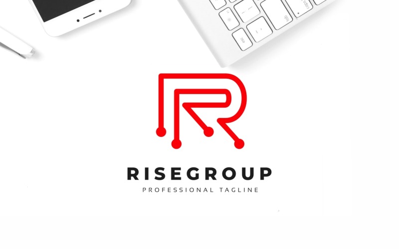 R Letter Tech Logo Template