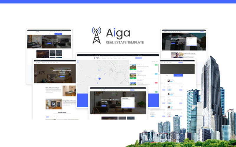 Aiga - HTML5-websitesjabloon voor onroerend goed