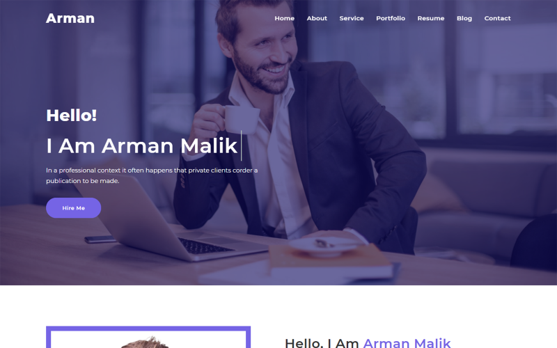 Arman Minimal Personal Portfolio Website-Vorlage
