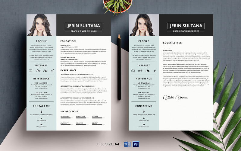 Download Резюме "Creative Resume Template" / Creative Resume Template - Резюме на тему графика a4,business card,classic resume,cover letter,curriculum vita,cv,data,diy template,easy,fresh and clean,gray,grey,job,job application,letter,minimalist,modern,ms word,personal information,port