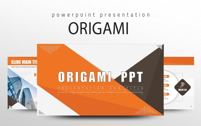 Plantilla de PowerPoint PPT de origami