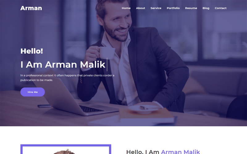 Шаблон веб-сайту Arman Minimal Personal Portfolio