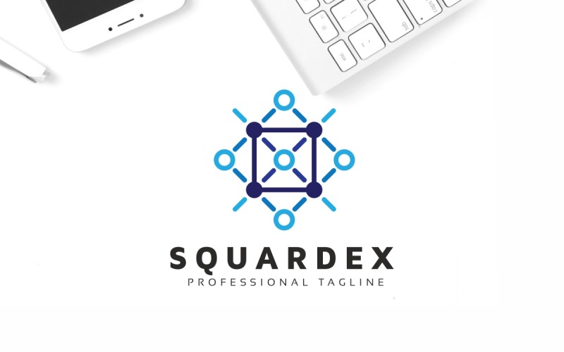 Square Molecular Logo Template