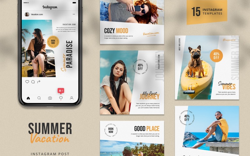Zomervakantie Instagram-postsjabloon voor sociale media