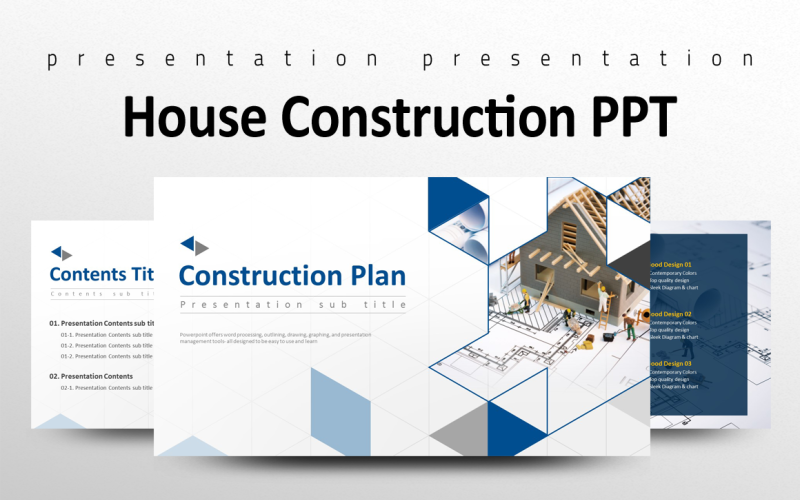 Будівництво будинку PPT шаблон PowerPoint