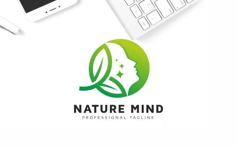 Download Шаблон логотипа "Human Nature Mind Logo Template" / Human Nature Mind Logo Template - Шаблон логотипа на тему графика bio cure,bio drink,bio woman,cure,green,green cure,green woman,leaf,leaf woman,leafs,medical logo,natural,nature,nature logo,nature woman,pharmacie,recycle beauty,recycle logo,spa logo,tree