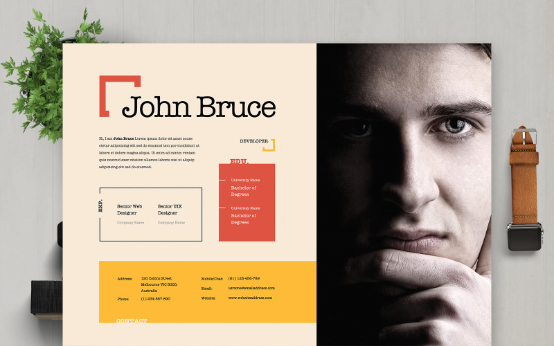Download Резюме "John Bruce | Developer Professional and Clean Resume Template" / John Bruce | Developer Professional and Clean Resume Template - Резюме на тему графика professional,resume,cv,clean,business,corporate,documents,paper,curriculum,vitae,job,works,fresh,graduate