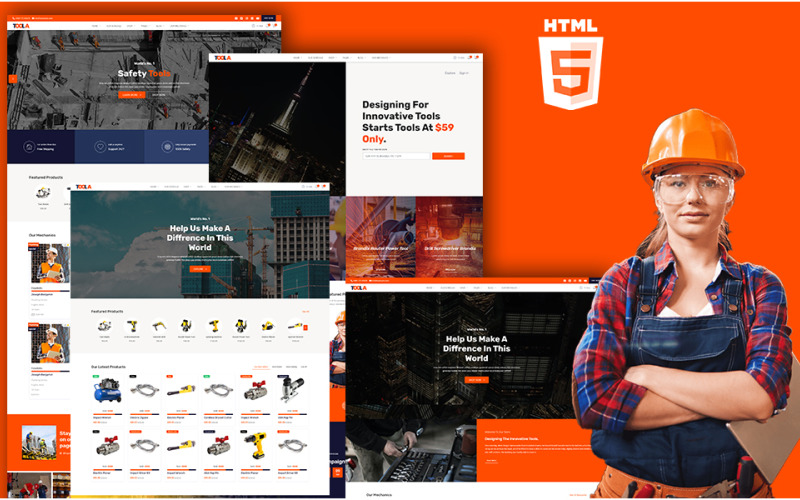 TOOLA - HTML5-websitesjabloon voor het inhuren van ingenieurs