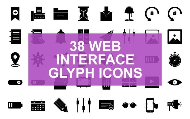Download Набор иконок "Web Interface Glyph Black Set Icon" / Web Interface Glyph Black Set Icon - Набор иконок на тему графика web interface,bookmark,archive,full battery,low battery,calendar,compass,controls,diploma,eyeglasses,folder,hourglass,incoming,lamp,rotation locked,rotation unlocked,notebook,notepad,notifica
