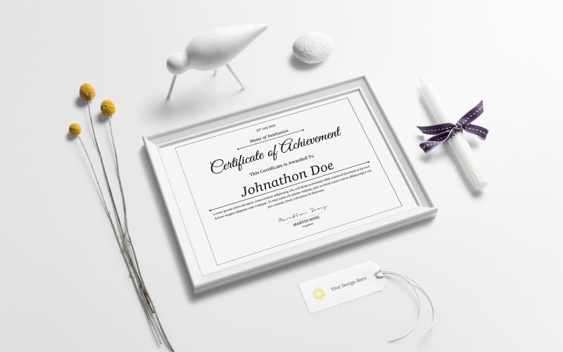 Download Шаблон сертификата "Clean Certificate Template" / Clean Certificate Template - Шаблон сертификата на тему графика achievement,acknowledgement,appraisal,appreciation,award,certificate,template,word,certification,corporate,diploma,employee,excellence,frame,graduation,modern,paper,docx,job