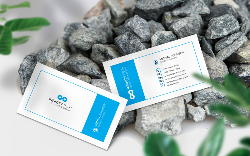 Креативная современная визитка с синими деталями - шаблон фирменного стиля