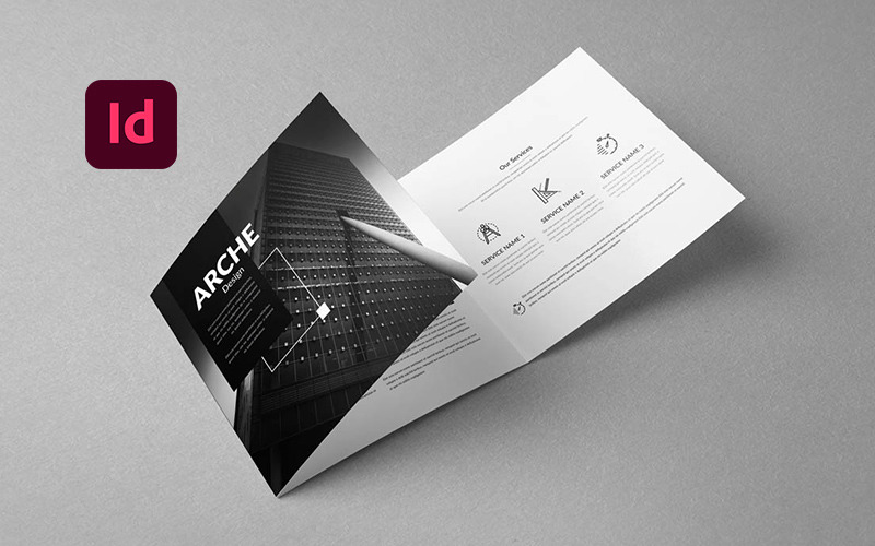 Brochure à trois volets Architecture Square - Modèle d'identité d'entreprise
