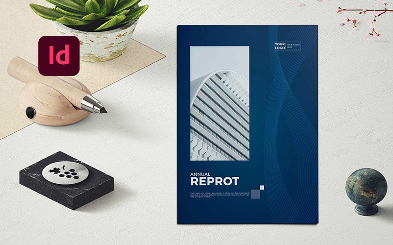 Brochure relazione annuale astratta - modello di identità aziendale