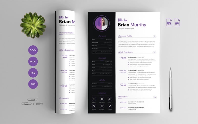 Download Резюме "Modern With Portfolio Resume Template" / Modern With Portfolio Resume Template - Резюме на тему графика resume,cv,resume template,cv template,clean resume,creative resume,modern resume,infographic resume,resume with portfolio,coverlletter,word resume,professional resume,minimalist resume,resume