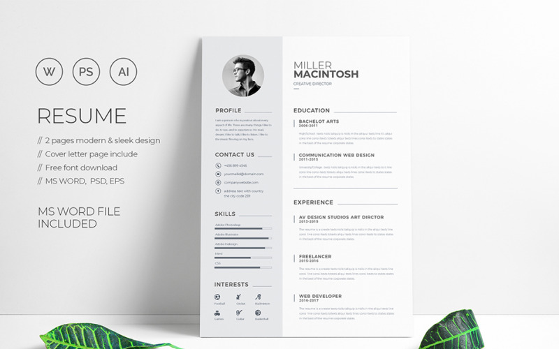 Шаблон резюме White Breneer Professional Pack