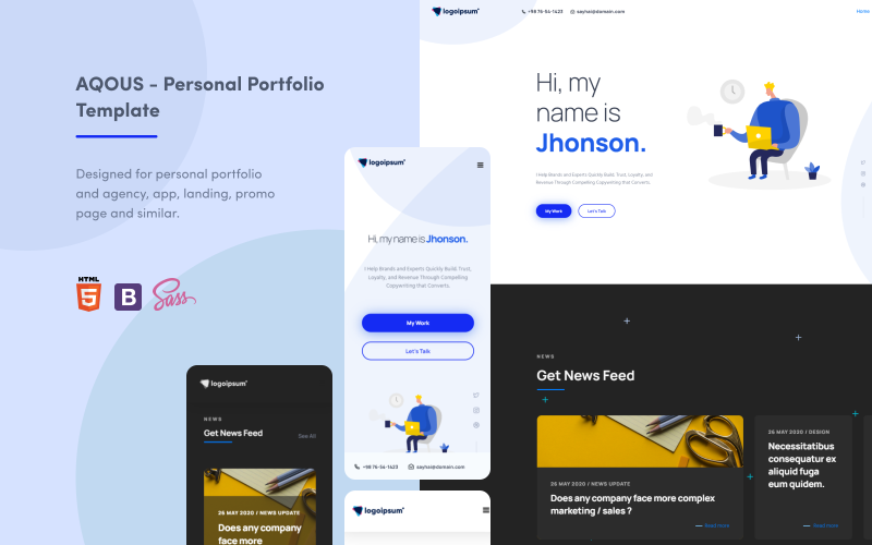 Responsive Resume & Personal Portfolio Landing Page Template
