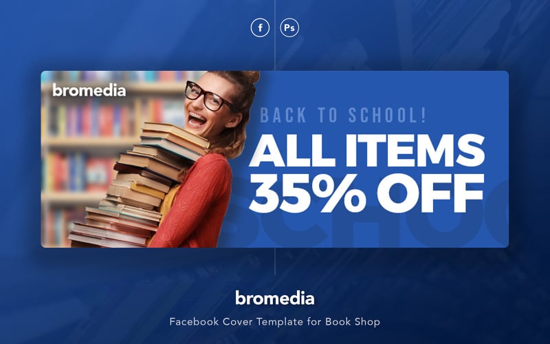 Bromedia - Facebook-omslagsmall för bokhandel för sociala medier