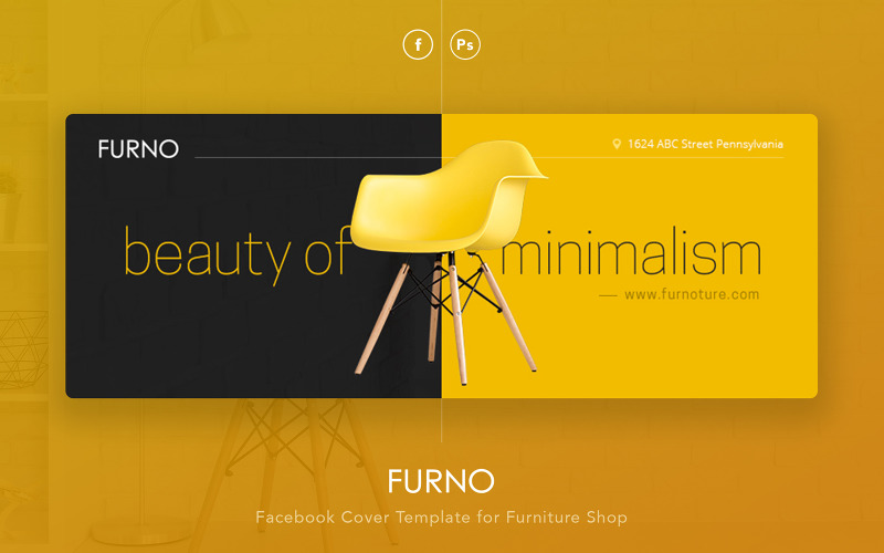 Furno-社交媒体的家具店Facebook封面模板