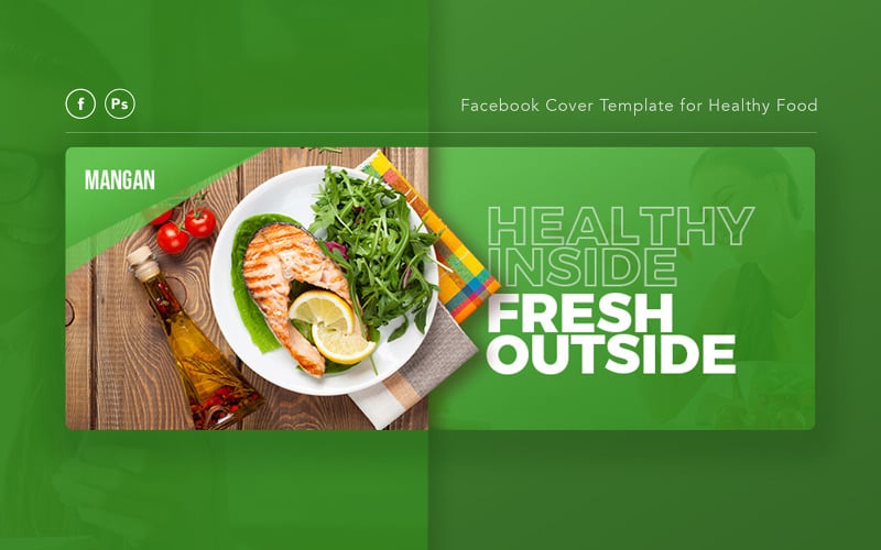 Mangan - Plantilla de portada de Facebook de alimentos saludables para redes sociales