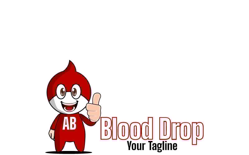Download Шаблон логотипа "Blood Drop Mascot Logo Template" / Blood Drop Mascot Logo Template - Шаблон логотипа на тему графика illustration,blood,health,cartoon,vector,mascot,drop,character,red,face,smile,happy,clinic,help,medicine,hospital,design,donor,life,isolated