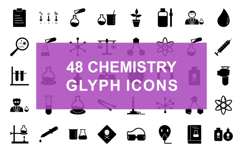 Chemie Glyph Black Set Icon